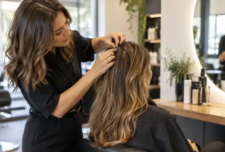 Caída del pelo postvacacional: cómo asesorar en el salón peluquera caida pelo postvacacional web 30 peluquera revisando la caída del pelo postvacacional en el salón