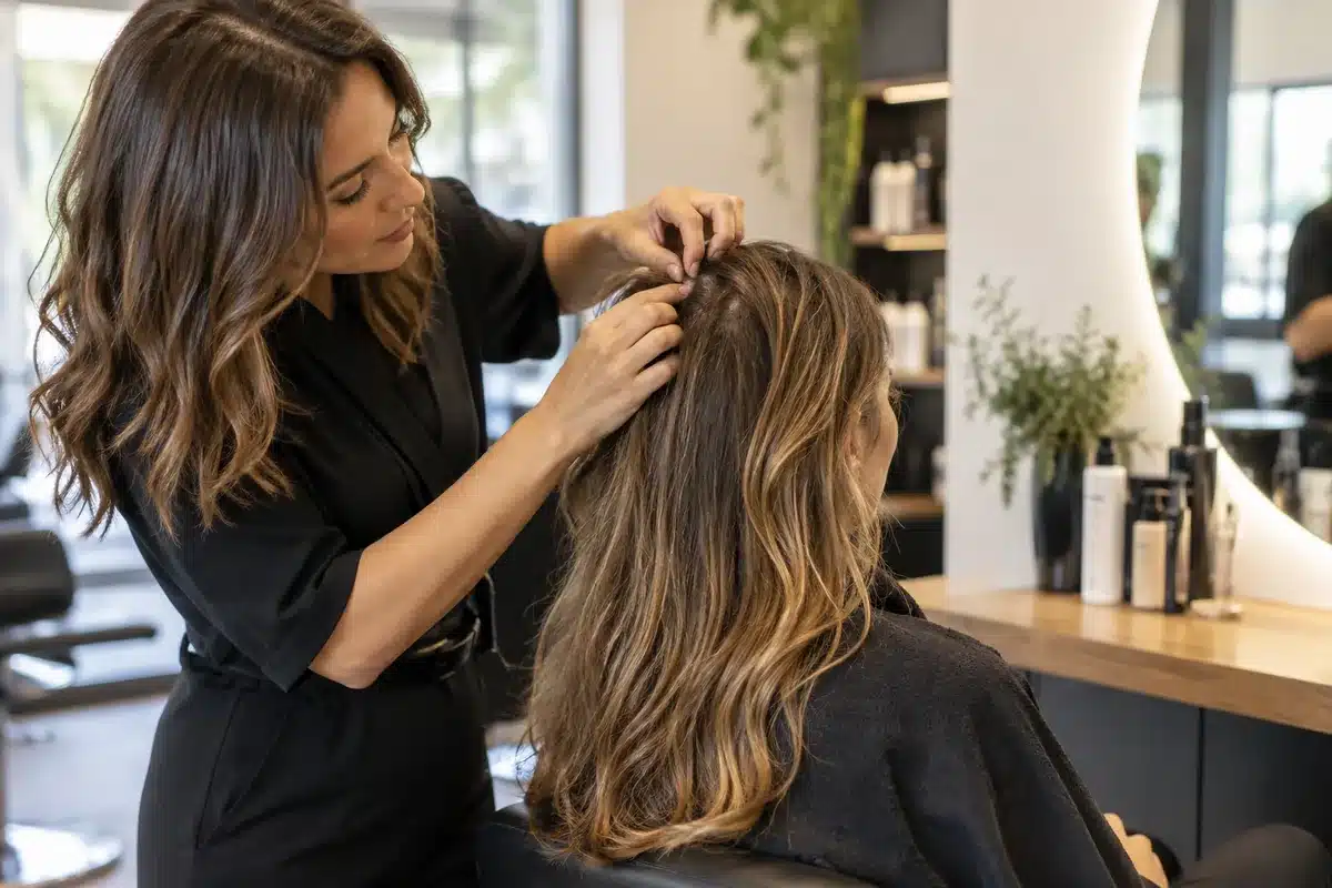 Caída del pelo postvacacional: cómo asesorar en el salón peluquera caida pelo postvacacional web 1 peluquera revisando la caída del pelo postvacacional en el salón